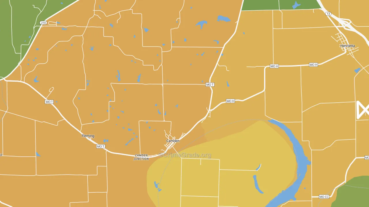 Camden, MO Map of Vandalism Rates