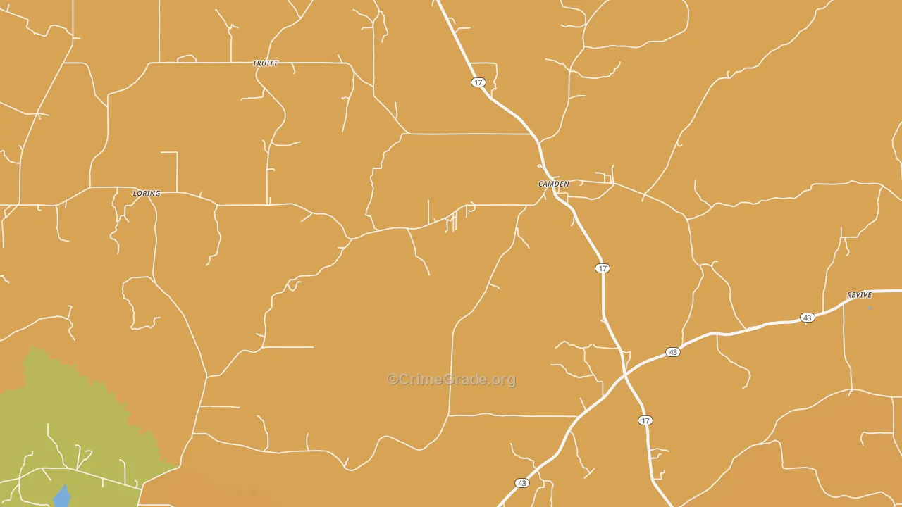 Camden, MS Map of Vandalism Rates