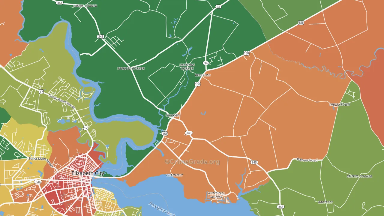 Camden, NC Map of Vandalism Rates