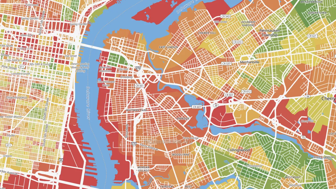 Camden, NJ Map of Vandalism Rates