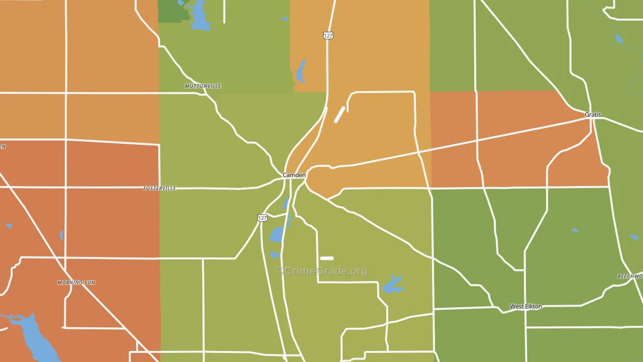Camden, OH Map of Vandalism Rates