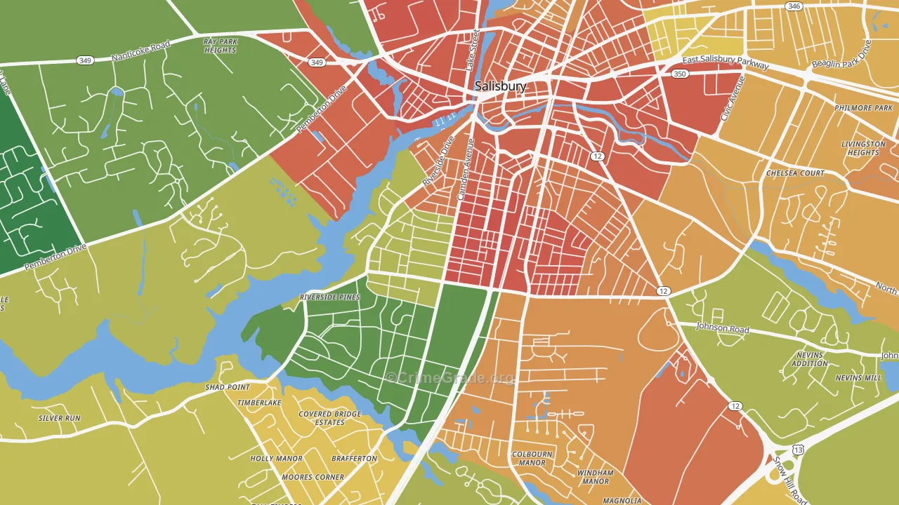 Camden, Salisbury, MD Map of Vandalism Rates