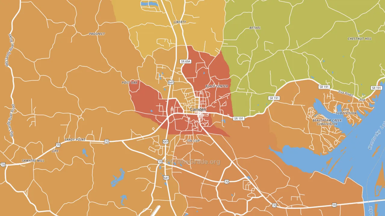Camden, TN Map of Vandalism Rates