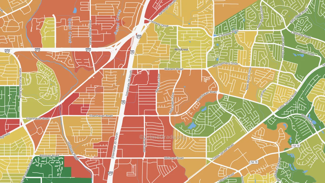 Camelot, San Antonio, TX Map of Vandalism Rates