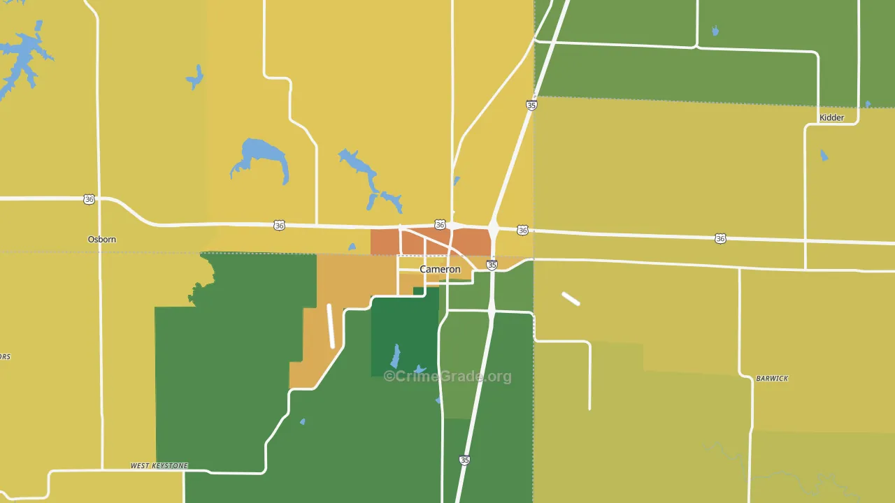 Cameron, MO Map of Vandalism Rates
