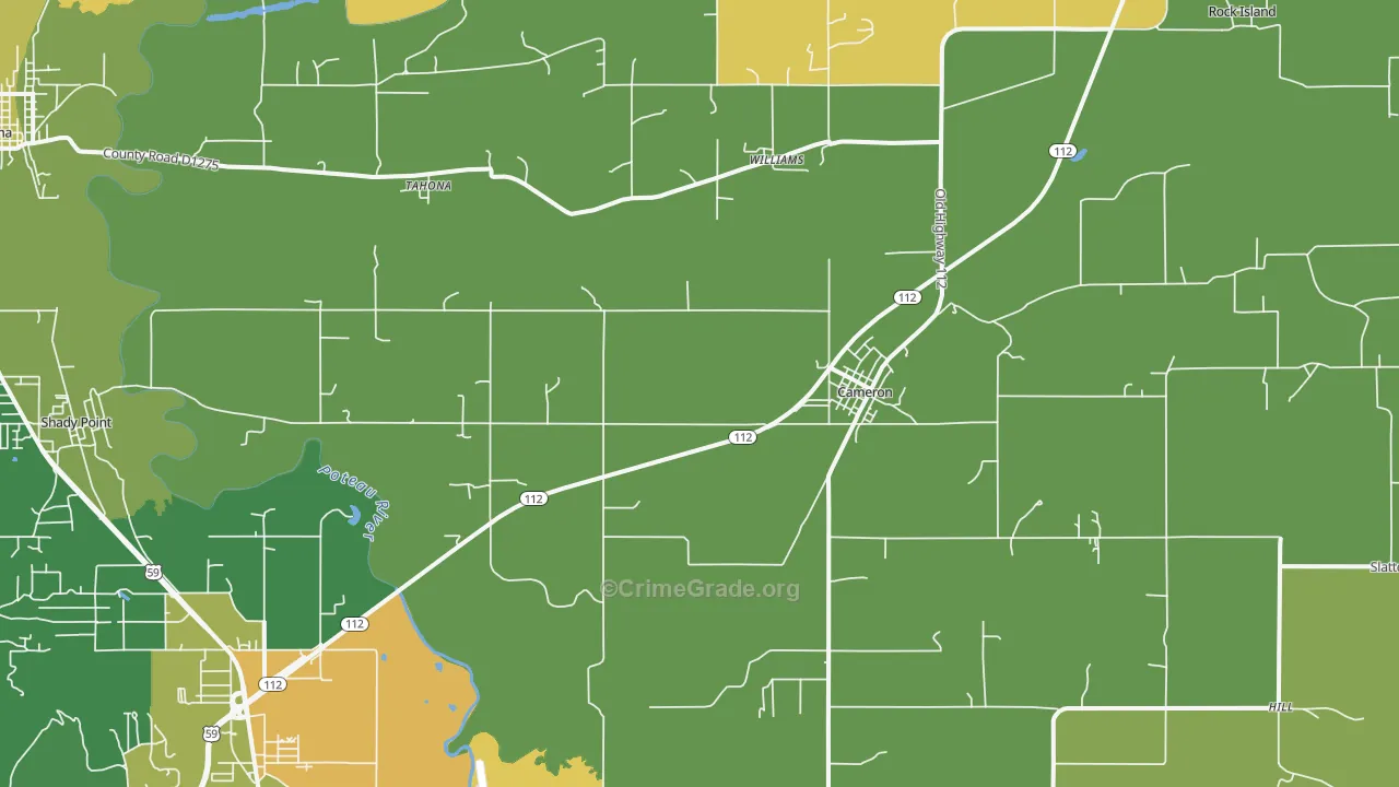 Cameron, OK Map of Vandalism Rates