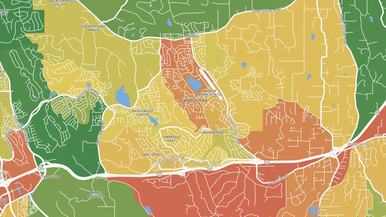 Cameron Park, CA Map of Vandalism Rates
