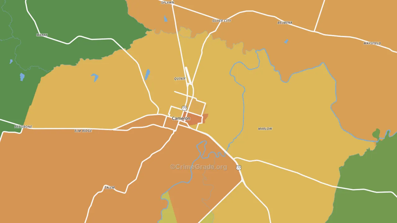 Cameron, TX Map of Vandalism Rates