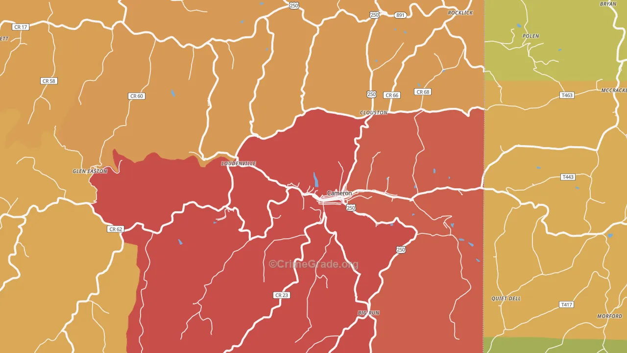 Cameron, WV Map of Vandalism Rates