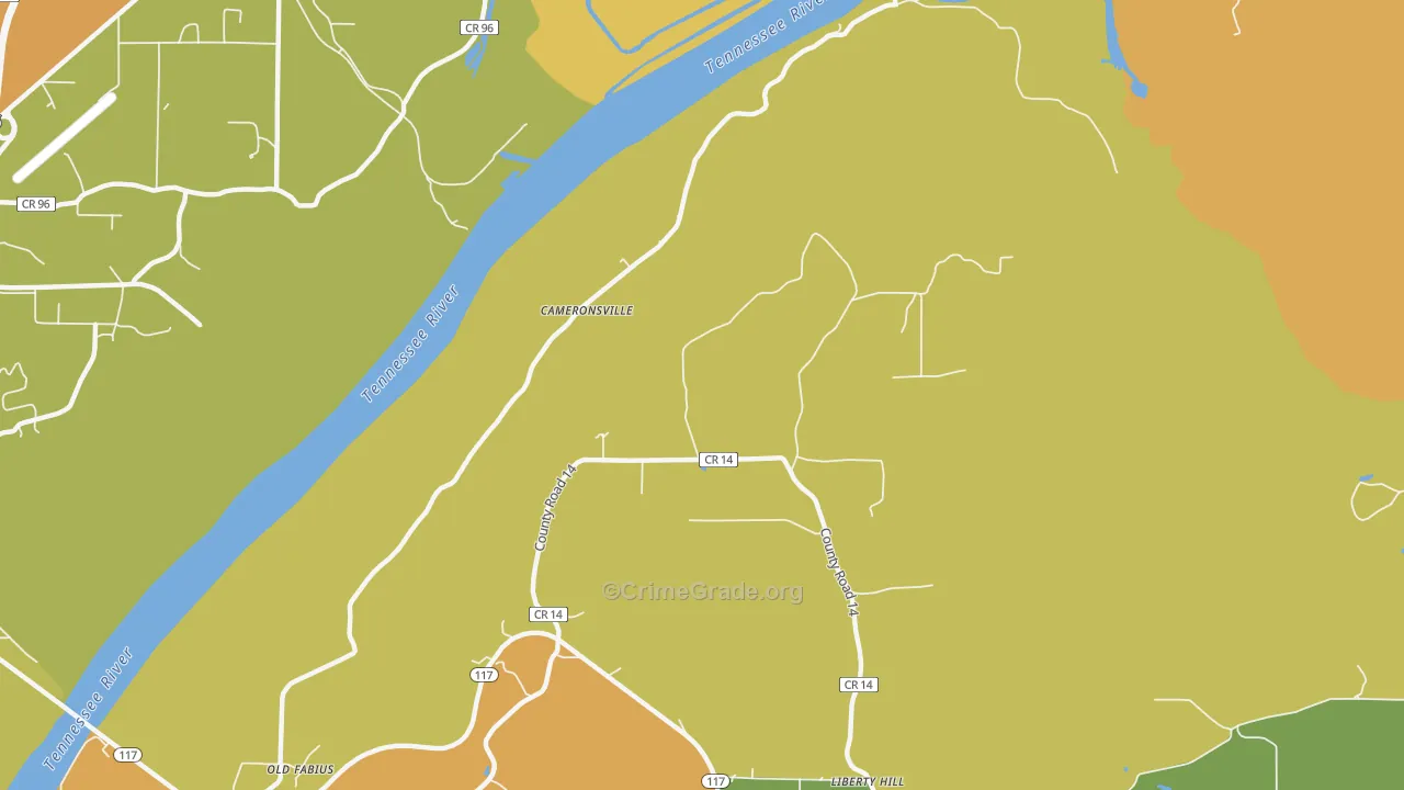Cameronsville, AL Map of Vandalism Rates