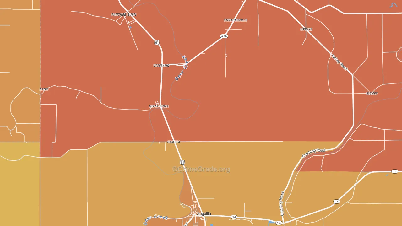 Cameta, MS Map of Vandalism Rates