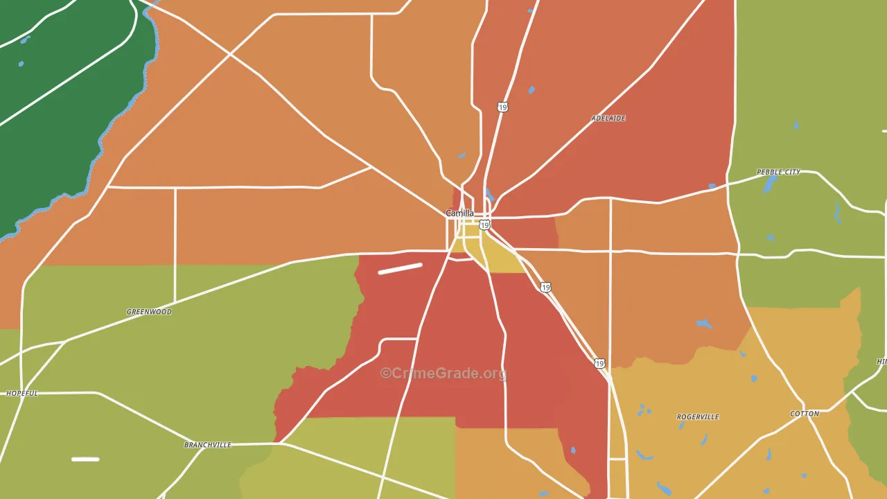 Camilla, GA Map of Vandalism Rates