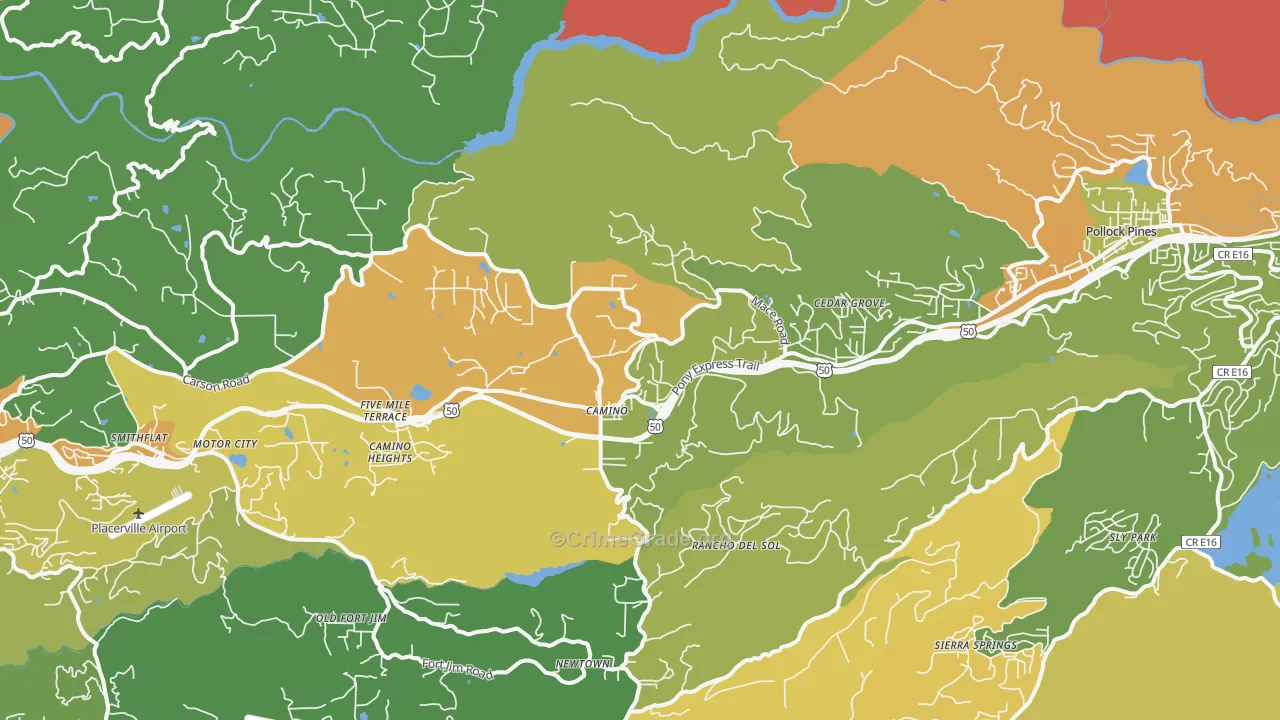 Camino, CA Map of Vandalism Rates