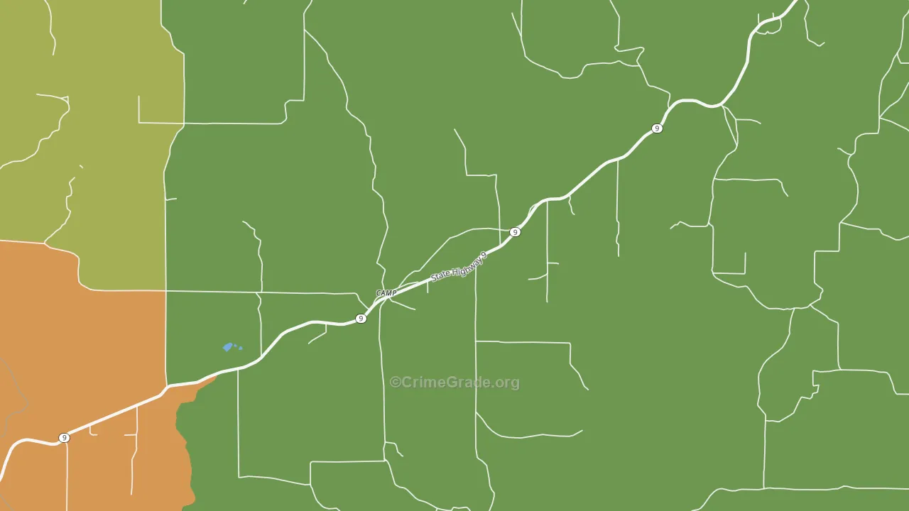 Camp, AR Map of Vandalism Rates