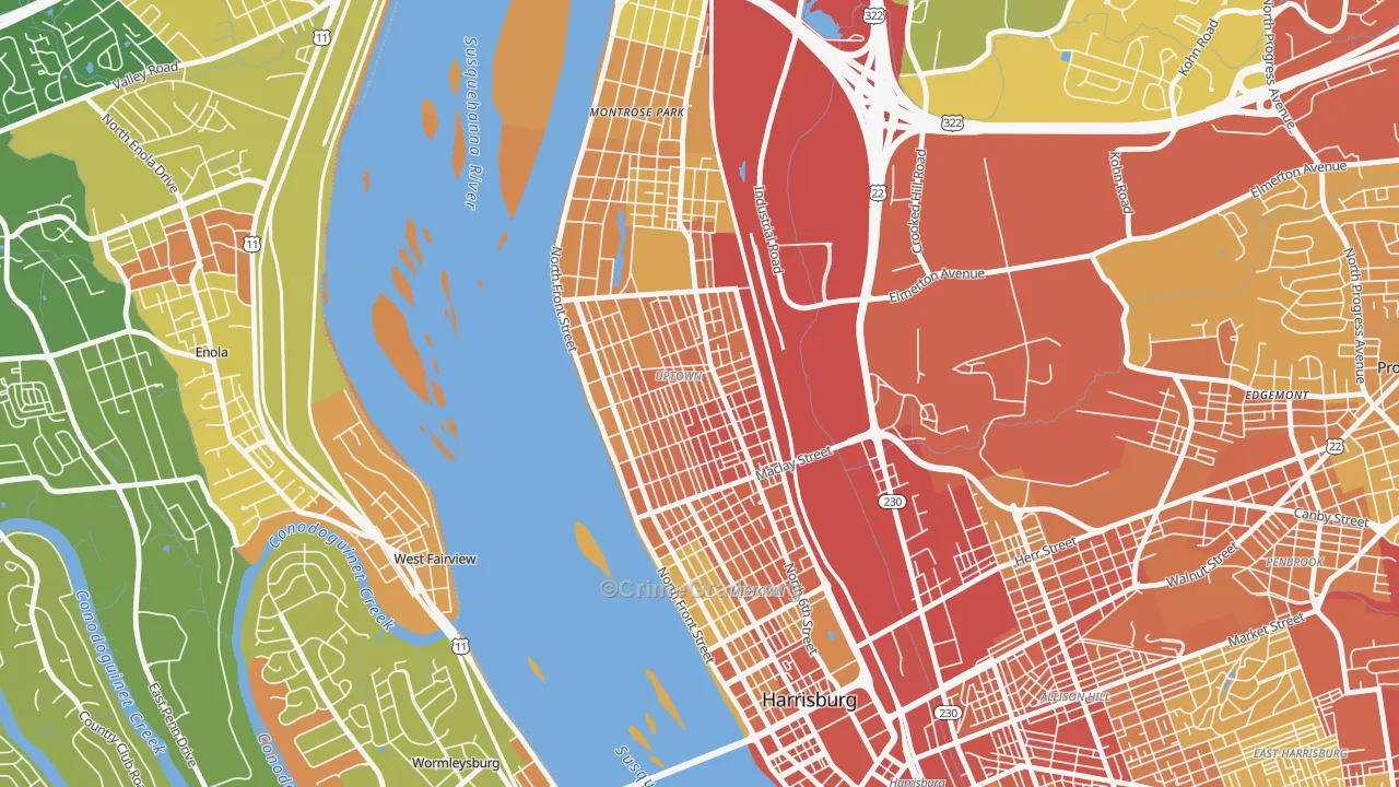 Camp Curtin, Harrisburg, PA Map of Vandalism Rates