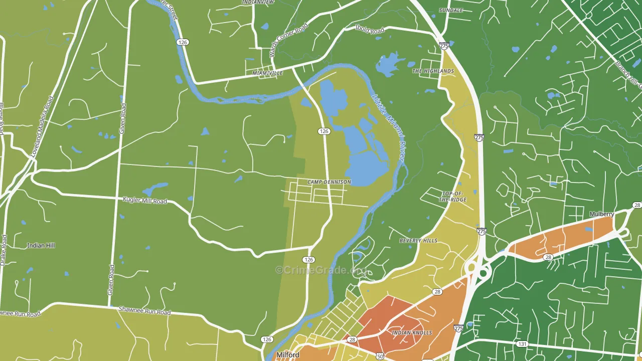 Camp Dennison, OH Map of Vandalism Rates