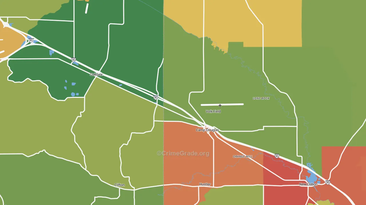 Camp Douglas, WI Map of Vandalism Rates