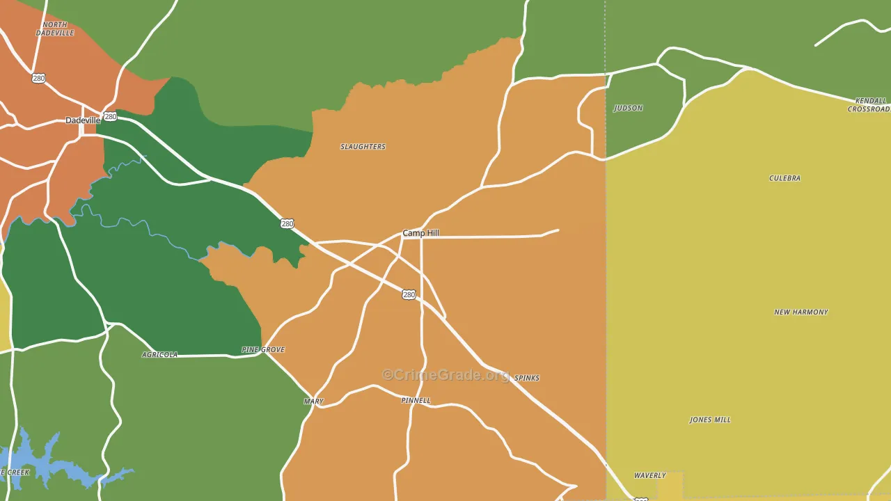 Camp Hill, AL Map of Vandalism Rates