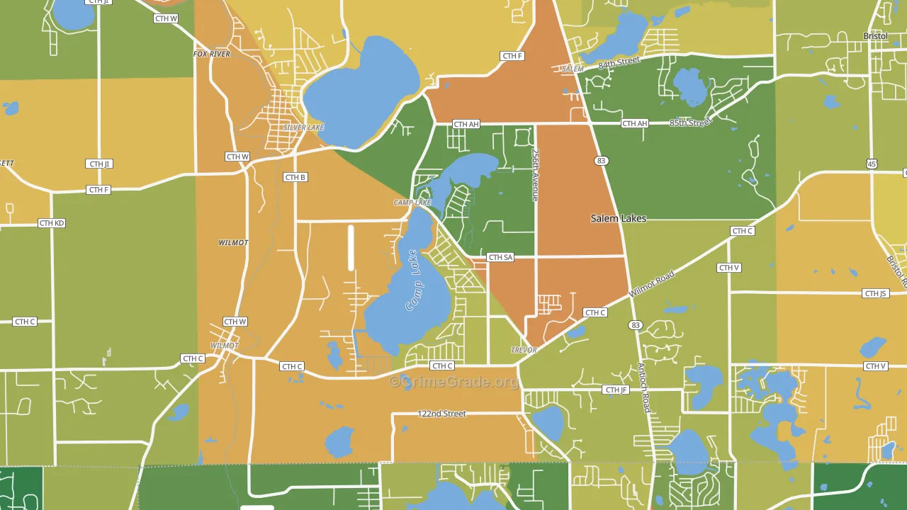 Camp Lake, Trevor, WI Map of Vandalism Rates