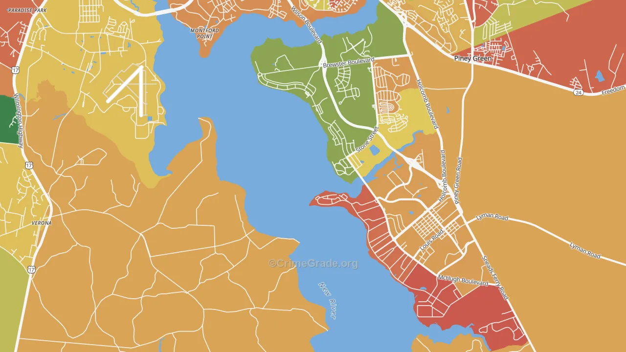 Camp Lejeune, NC Map of Vandalism Rates