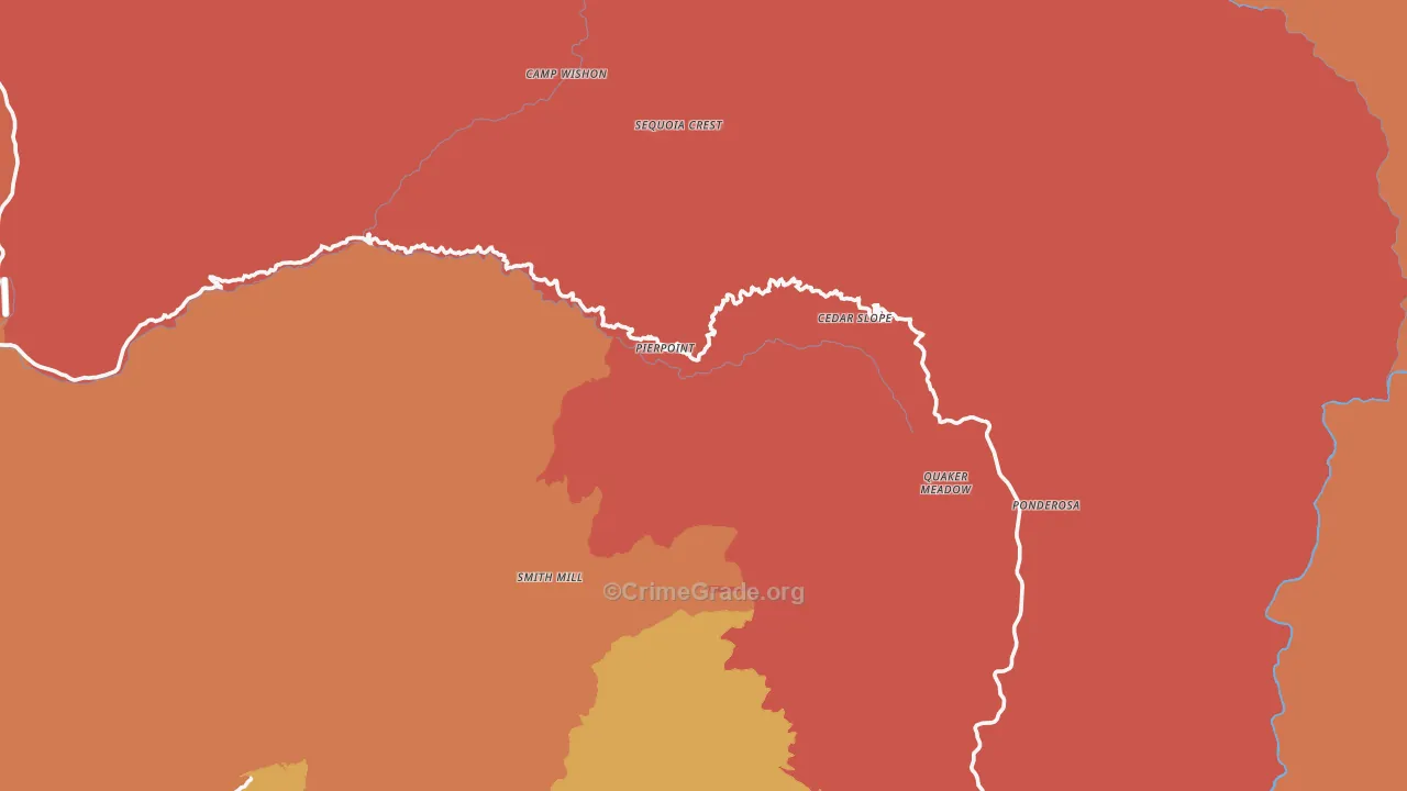Camp Nelson, CA Map of Vandalism Rates