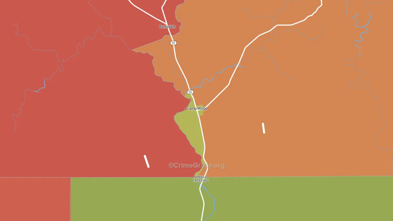 Camp Wood, TX Map of Vandalism Rates