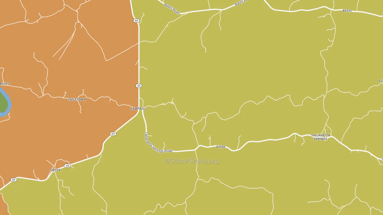 Campbell, AL Map of Vandalism Rates