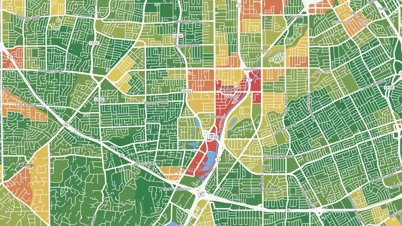 Campbell, CA Map of Vandalism Rates