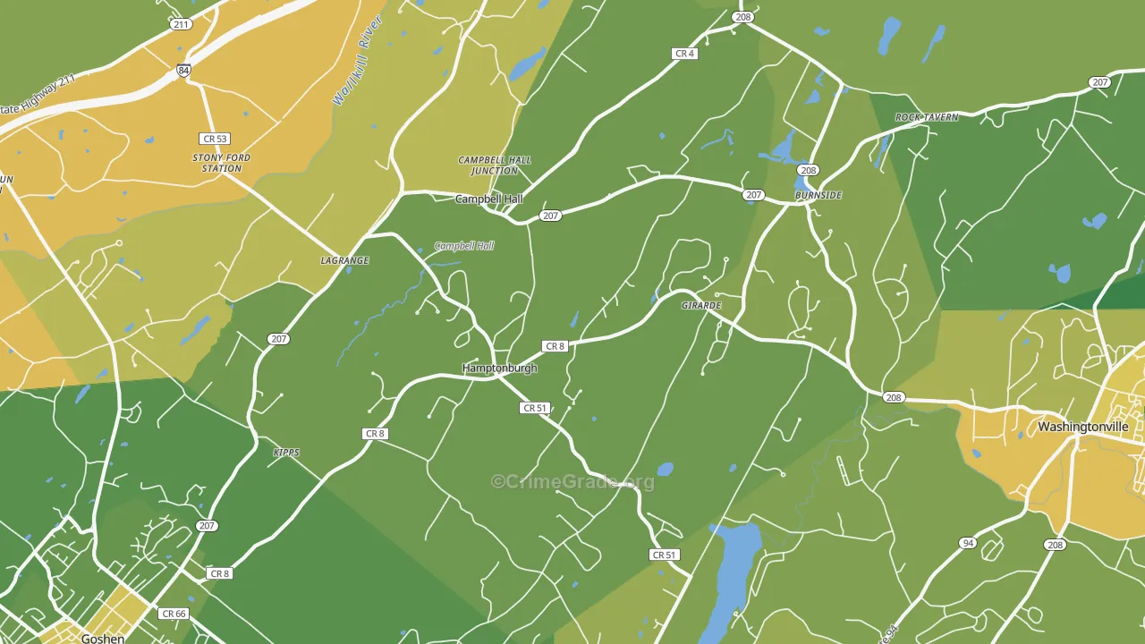 Campbell Hall, NY Map of Vandalism Rates