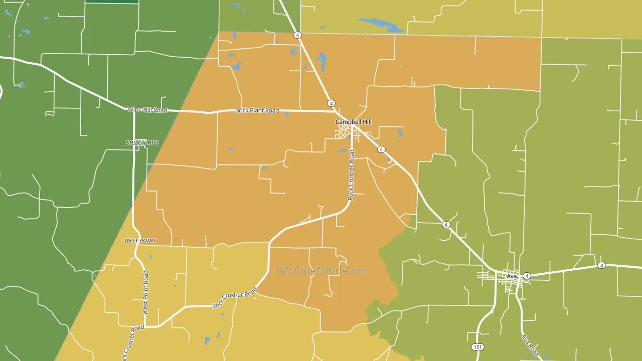 Campbell Hill, IL Map of Vandalism Rates