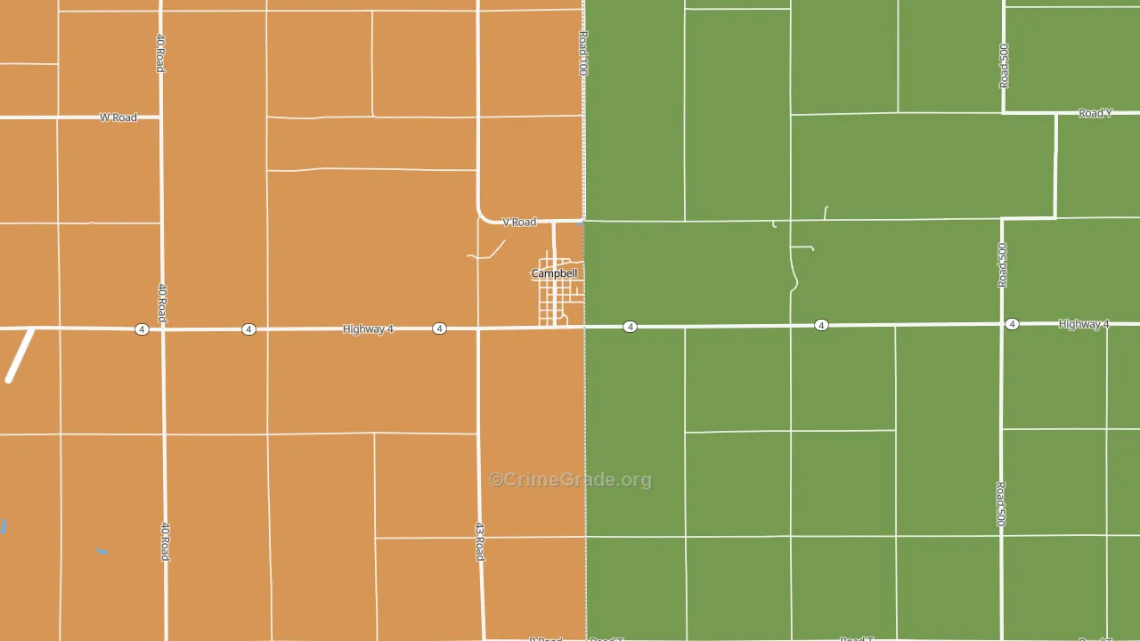 Campbell, NE Map of Vandalism Rates