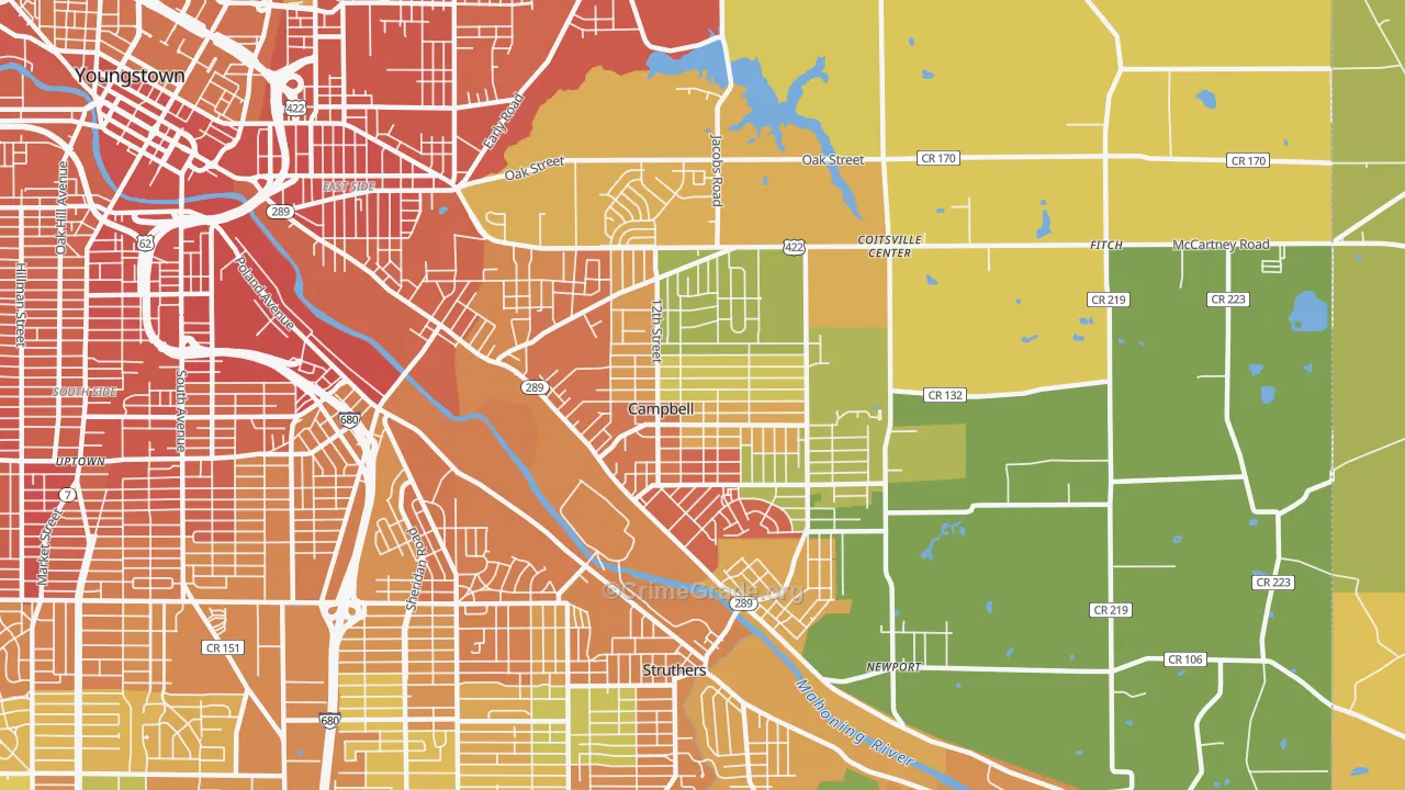 Campbell, OH Map of Vandalism Rates