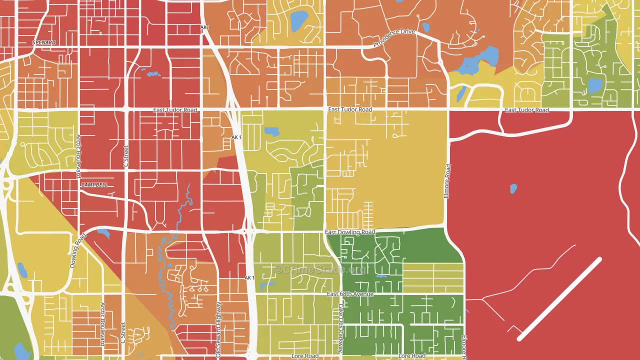 Campbell Park, Anchorage, AK Map of Vandalism Rates
