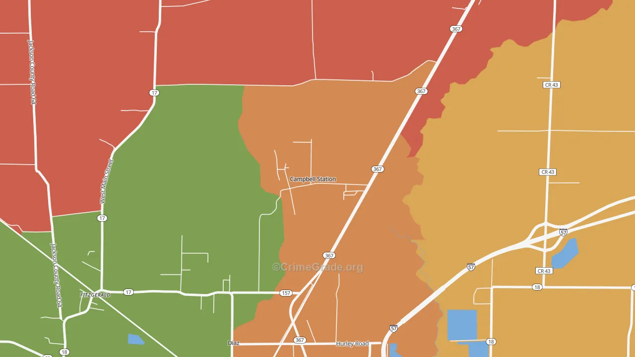 Campbell Station, AR Map of Vandalism Rates