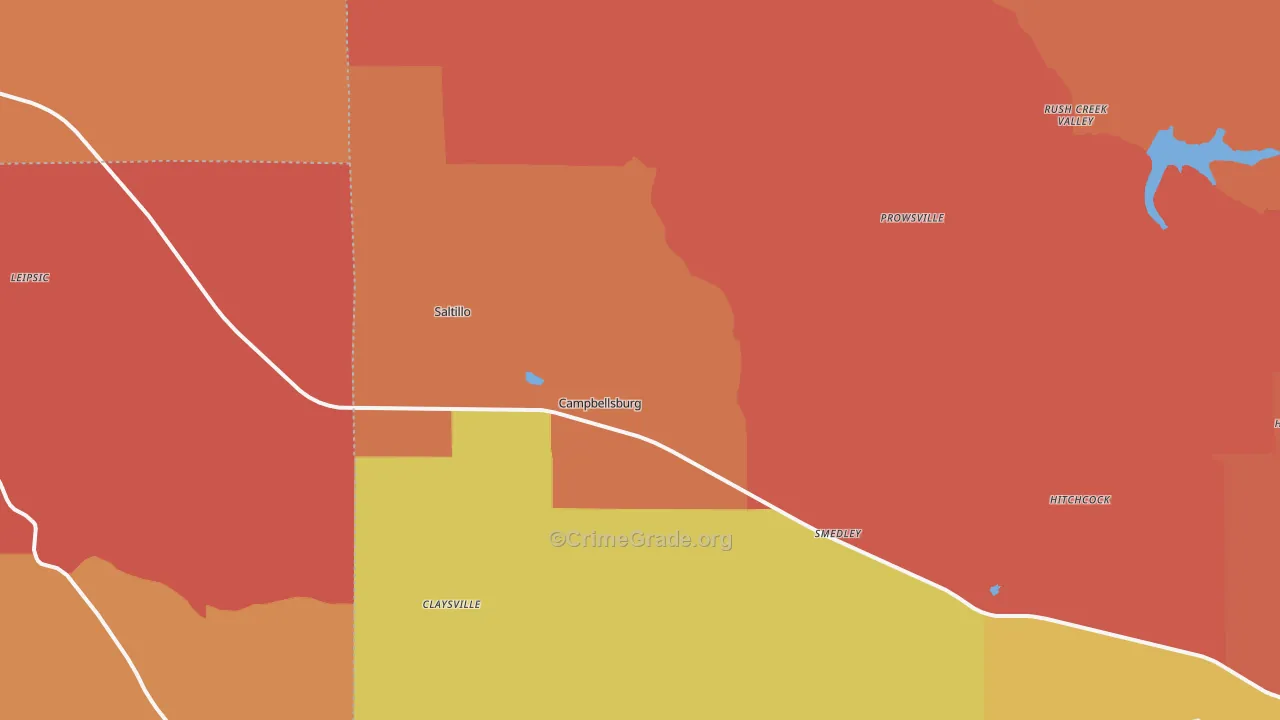 Campbellsburg, IN Map of Vandalism Rates