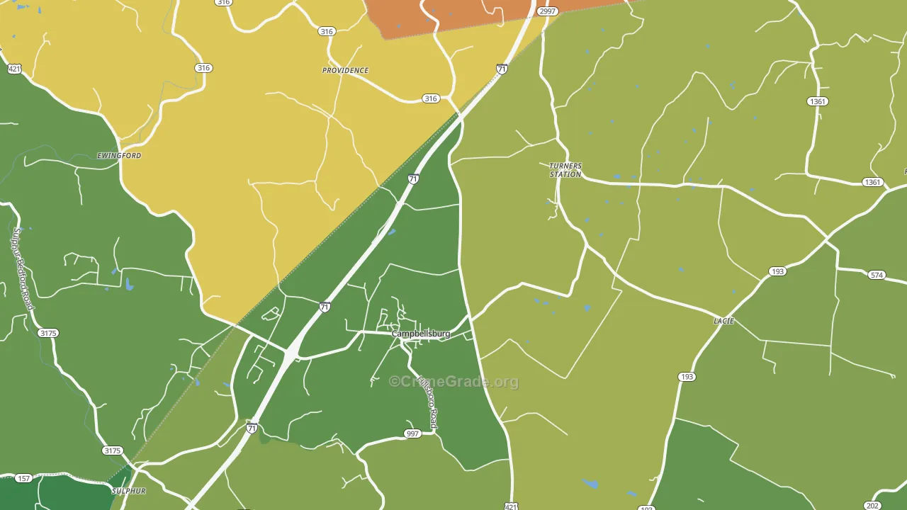 Campbellsburg, KY Map of Vandalism Rates