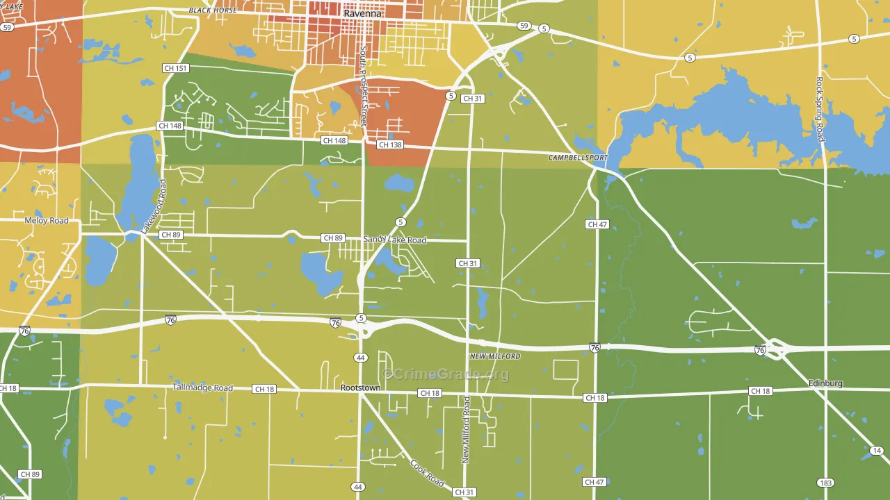 Campbellsport, OH Map of Vandalism Rates