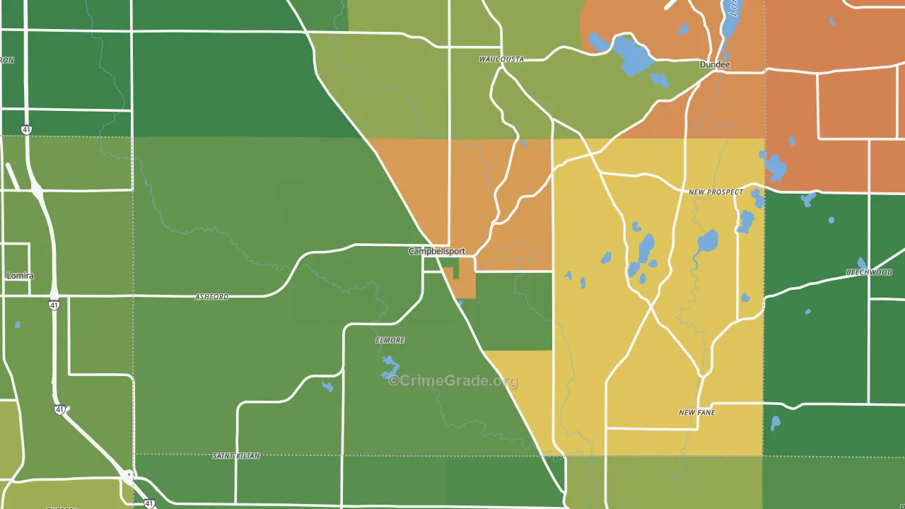 Campbellsport, WI Map of Vandalism Rates