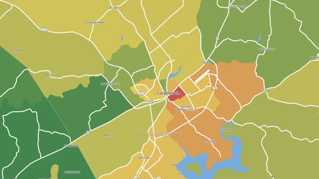 Campbellsville, KY Map of Vandalism Rates