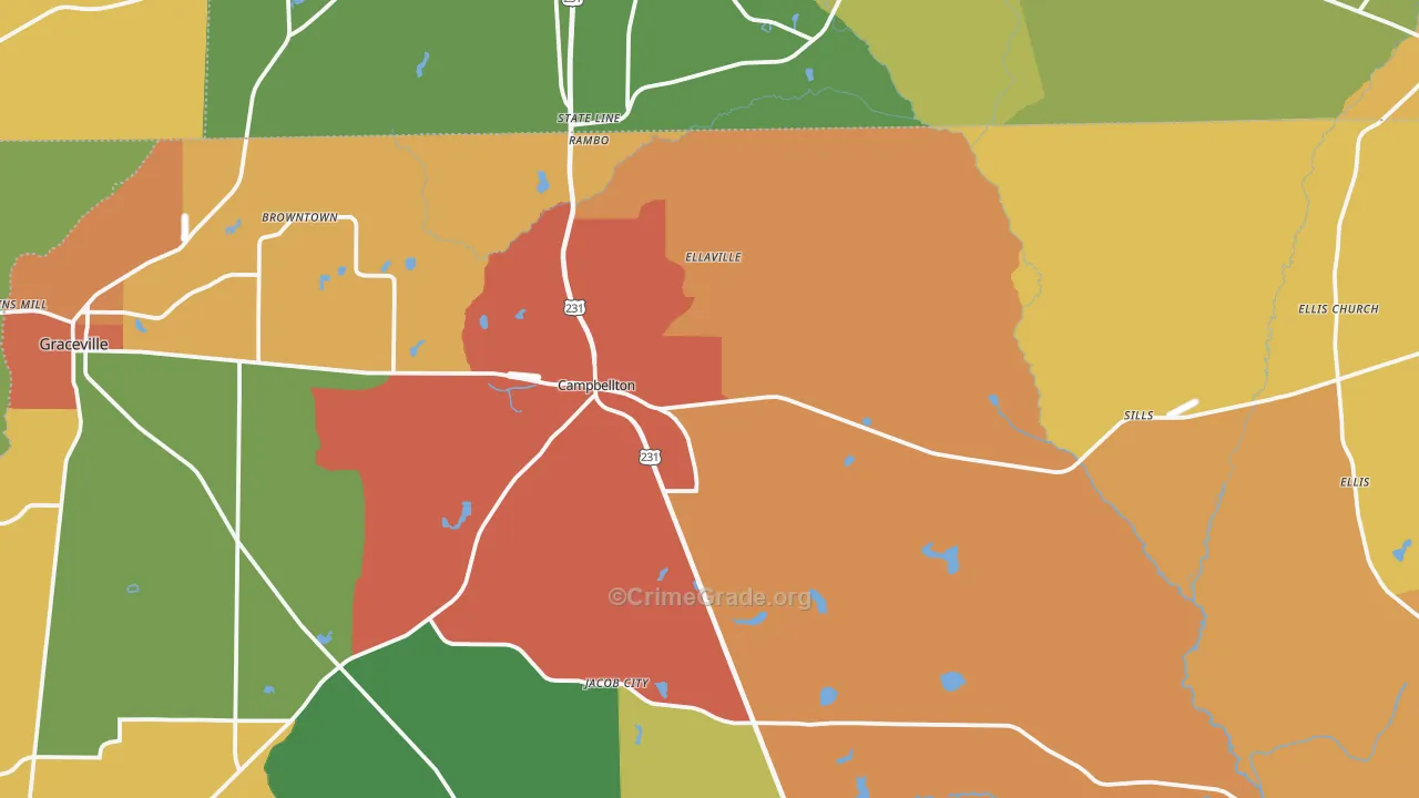 Campbellton, FL Map of Vandalism Rates