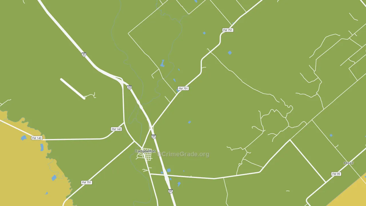 Campbellton, TX Map of Vandalism Rates