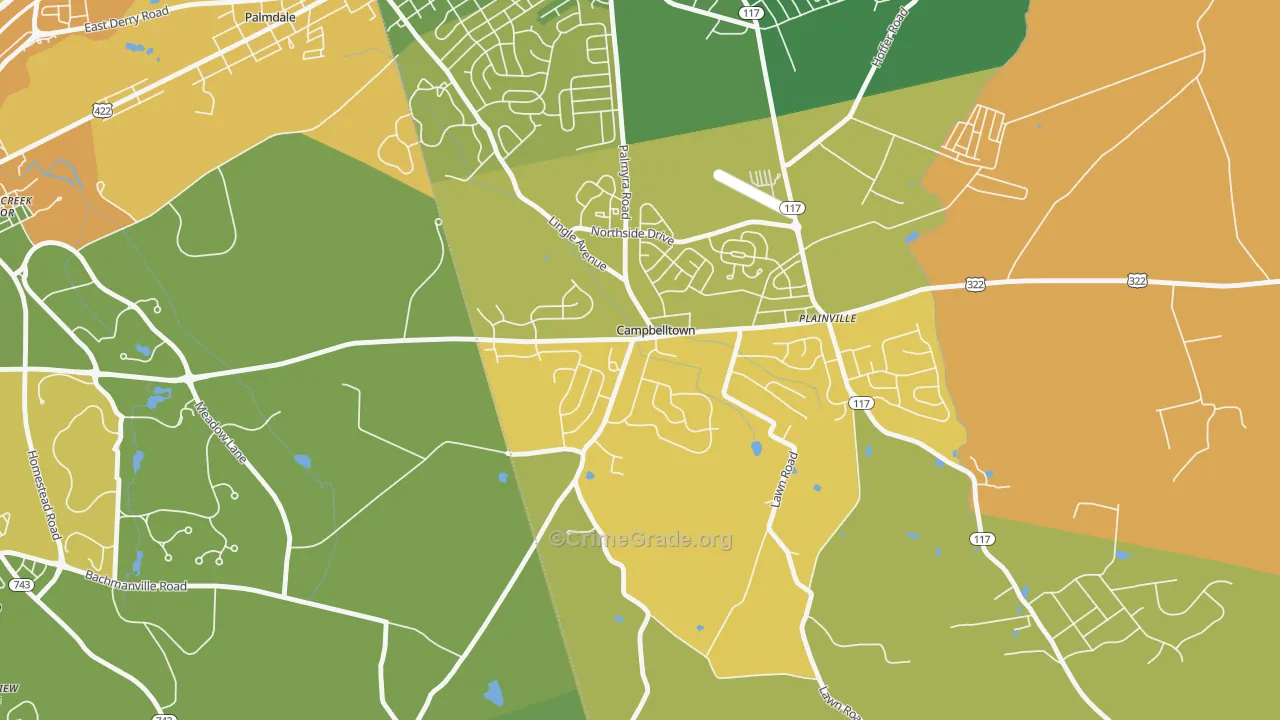 Campbelltown, PA Map of Vandalism Rates
