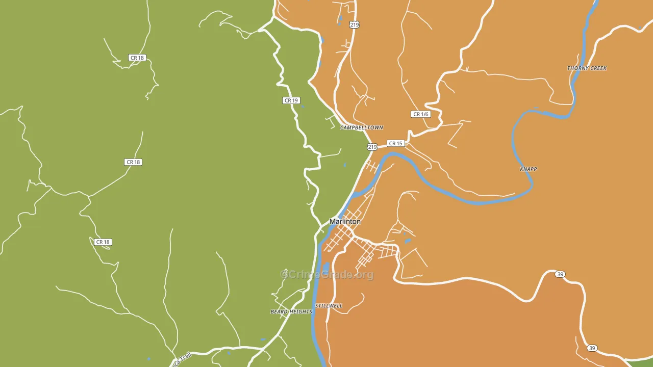 Campbelltown, WV Map of Vandalism Rates