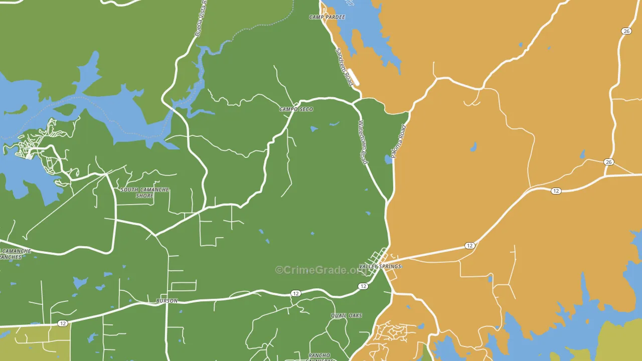 Campo Seco, CA Map of Vandalism Rates