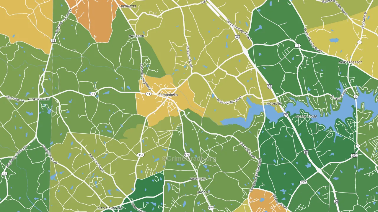 Campobello, SC Map of Vandalism Rates