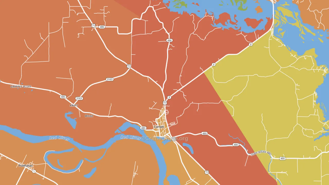 Campti, LA Map of Vandalism Rates