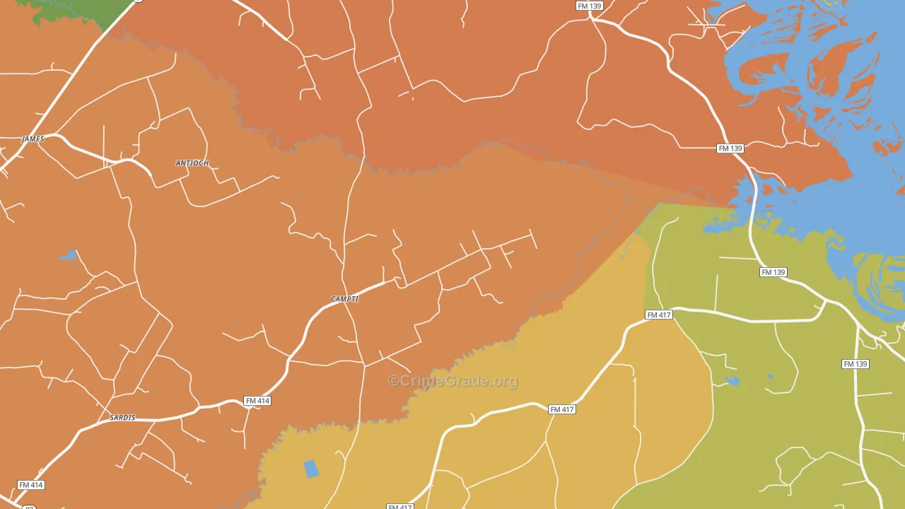 Campti, TX Map of Vandalism Rates