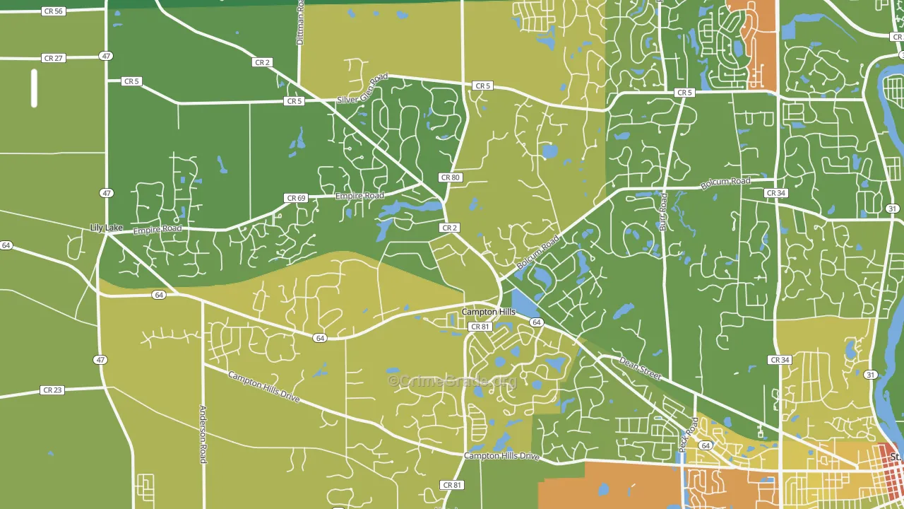 Campton Hills, IL Map of Vandalism Rates