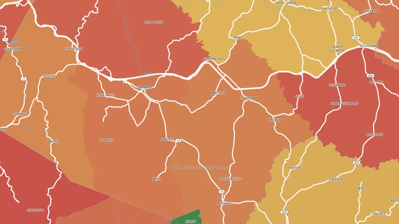 Campton, KY Map of Vandalism Rates
