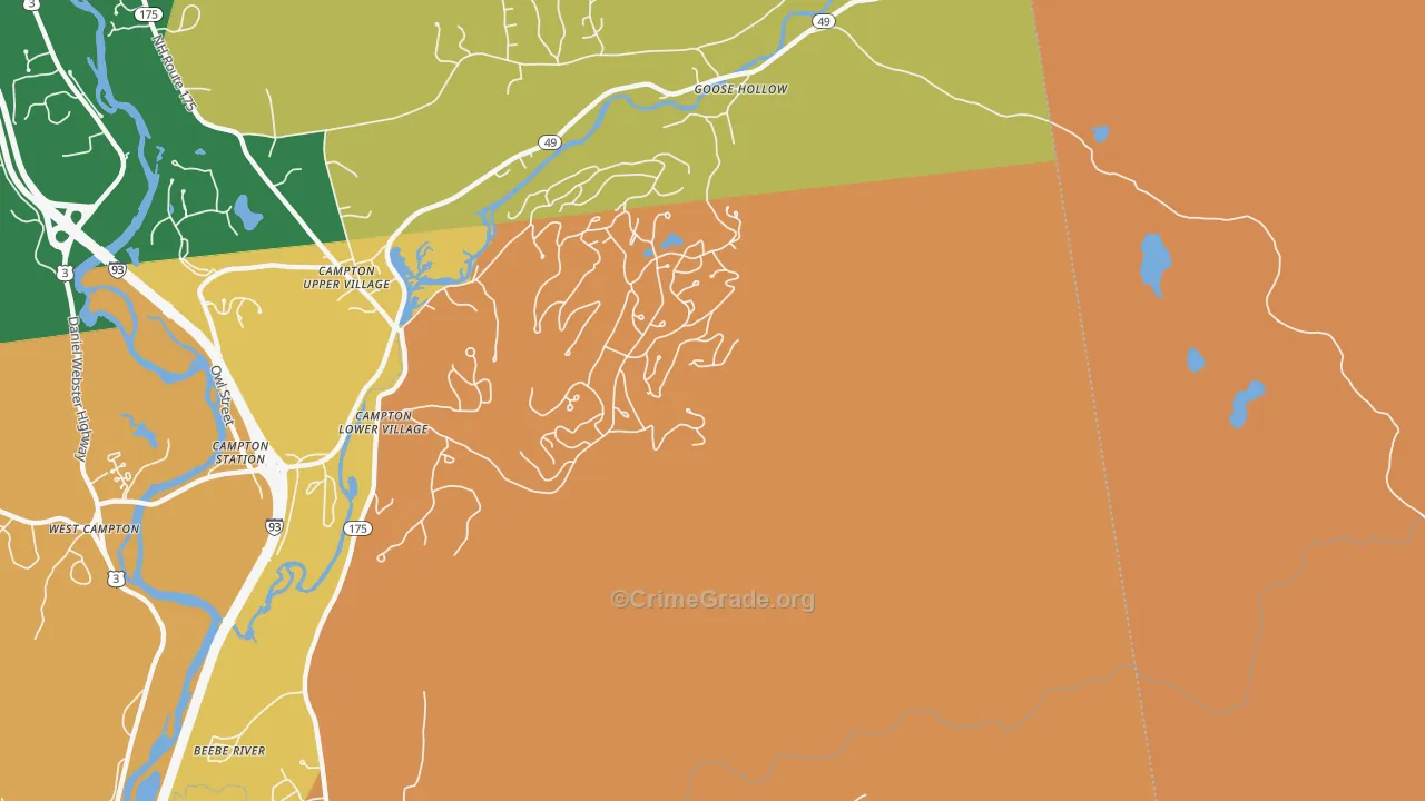 Campton Lower Village, NH Map of Vandalism Rates